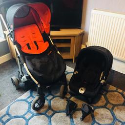 In very good clean condition 
Stroller 
car seat 
Adaptions to attach car seat to pram
Cosy toes 
From smoke and pet free home 
Pick up Moston or can deliver local