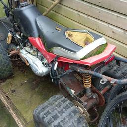 for spares,belived to be a Polaris 110.
engine mount broke as in pic
may be siezed
been stood outside for 2 years was under cover but blew of in strong winds

good source of parts 

could deliver local for price of fuel

£50, on here before I list it on ebay