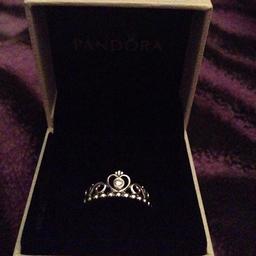 Silver pandora princess ring. Good condition with box. Size 54. Retail price £50