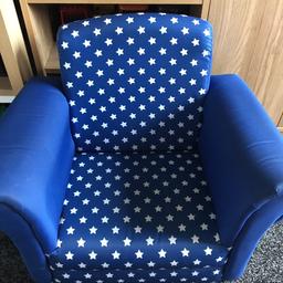 Kids blue/stair print chair. From a smoke and pet free home