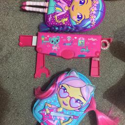 I have 3 smiggle pencil cases, selling separately for £3.50 each. Sorry but there are no pens, pencils or stationary with the sets. The pink smiggle case has a built in pencil sharpener and sellotape at the side of the case.
