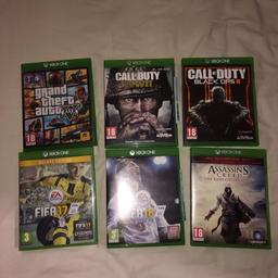 Assassins creed - the Ezio collection
Fifa 18
Fifa 17- deluxe edition
Call of duty - black ops 3
Call of duty - ww2
GTA-5 (the map included)
