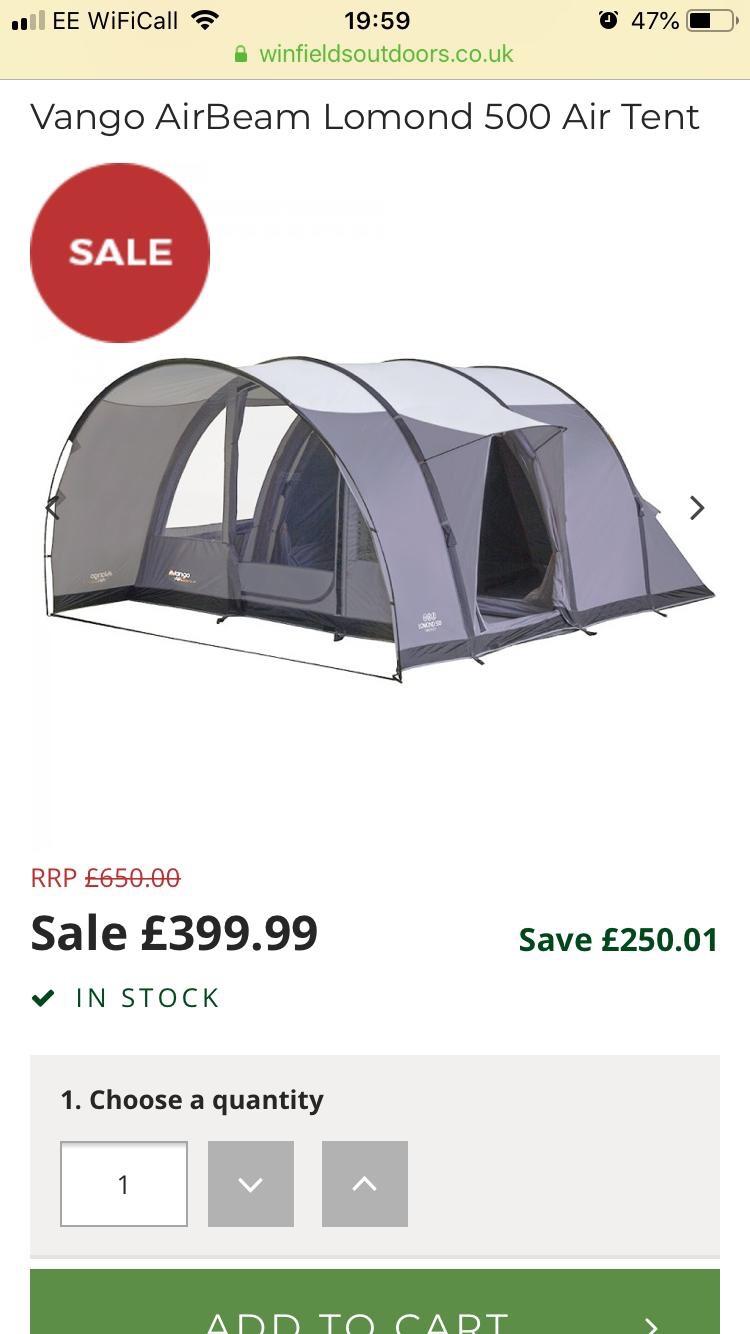 Vango airbeam lomond outlet 500 air tent