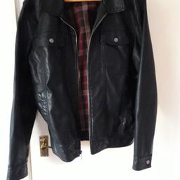 mens black leather look Jacket by Guess. Excellent condition, never worn and genuine item. mens medium