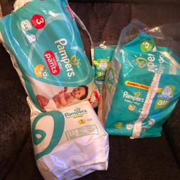 Full pack of pampers pants for sale size 3 
Size 3 pampers normal nappies about 22 
Full pack of pampers normal nappies size 1 
Can be sold as a bundle or sold separately