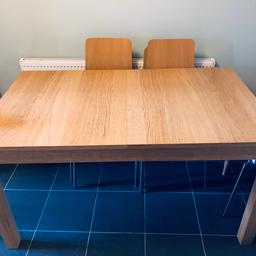 BJURSTA extendable dining table
Oak Veneer
140/180/220 x 84cm
Like new
With 5 SVENBERTIL chairs
Oak Veneer

Like new

£100 open to realistic offer
Collection only

Also a Darker Oak Veneer SVENBERTIL chair - free