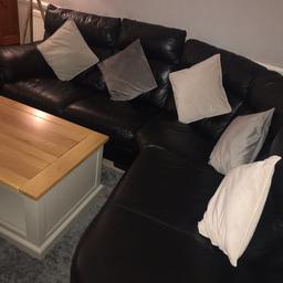 In good condition, 5 years old. Black corner sofa and electric arm chair all in working condition.