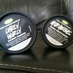 LUSH CURLY WURLY SHAMPOO ,RRP £56,
ALSO LUSH GORGOUS FACIAL MOISTURISER,
RRP £20 picks up or posts for£2.95