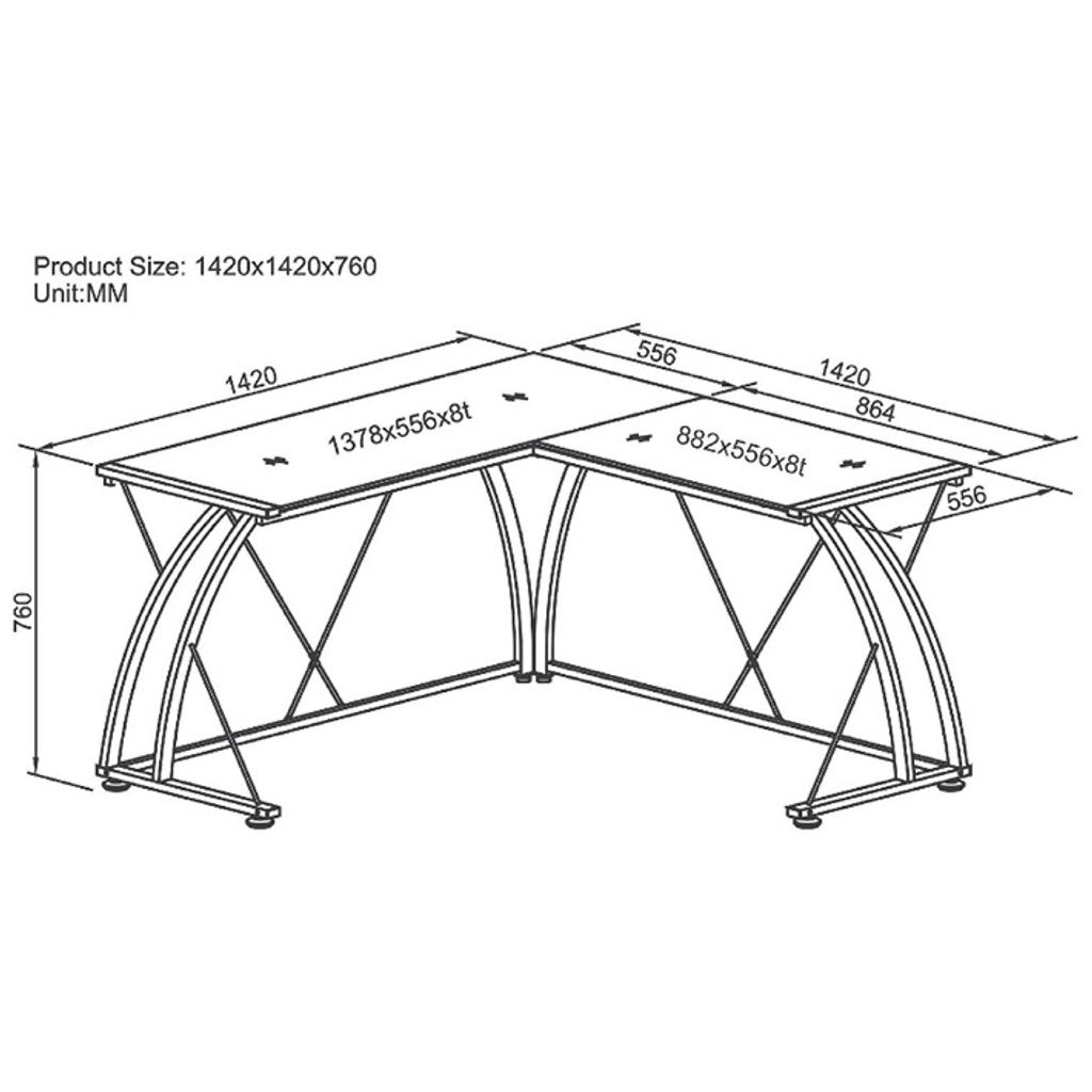 Piranha Glass Top Corner Desk in Hart für £ 25,00 zum Verkauf Shpock AT
