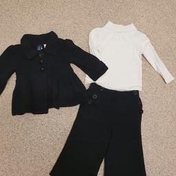 Very good condition Baby gap girls 12-18 months. 3 piece suit, black trousers and pretty jacket and ivory long sleeve rollneck top. 

Collection from Wanstead, 2mins from the central line x also happy to post for additional £2.95 

Any questions pls ask x pls also check my other items x