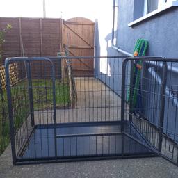 I have a XL dog cage /play pen which I used for my rottweiler puppy growing up.he is now a big boy at 18mnths old and growing out of it.really good condition.42 inch length  28 inch high and 28 inch wide.has a plastic tray in bottom.slight crack in tray but nothing to worry about.cost £80 new asking £40 o.n.o