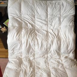 It is in very good condition. It keeps warm in winter and cool in summer. It is thick ,soft and very quality matress topper.