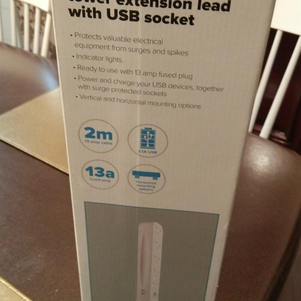 Wilko Tower Extension Lead With USB socket. in S65 Rotherham für 15,00