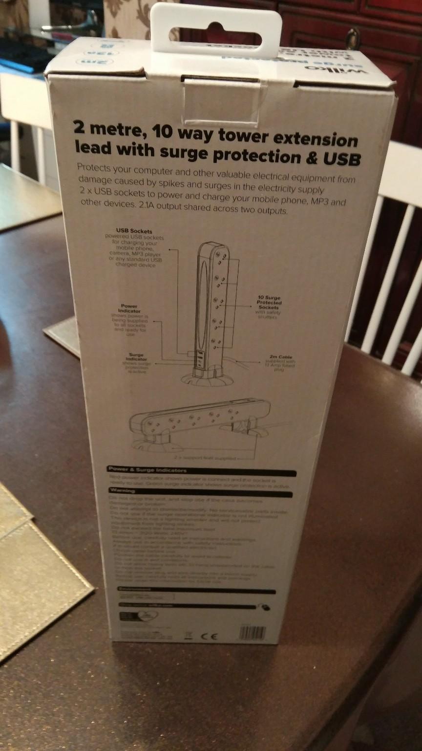 Wilko Tower Extension Lead With USB socket. in S65 Rotherham for £15.00