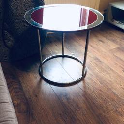 Retro Round Table
Lovely maroon/dark red and mirror glass and chrome retro round side table. Immaculate condition