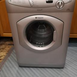 Hotpoint tumble dryer 6kg rear venting in good working order with new drum bearing fitted. in silver can deliver local for a small charge for fuel thanks for looking