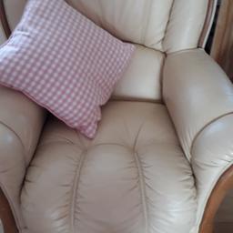 cream leather armchair.