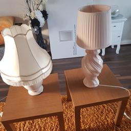 2 side tables and lamps. lamps don't match but still look nice .small chip  in one of the tables in the corner but not really noticeable. pick up TS3. £20 the lot