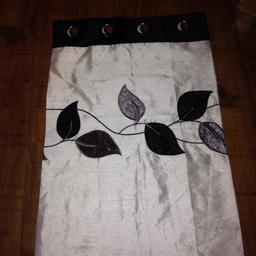 46 wide72 drop cream curtains with black and grey flowers