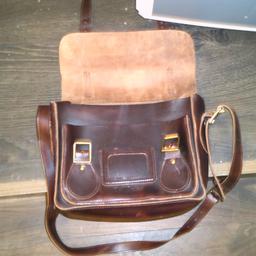shoulder strap/ used / two compartments / real leather