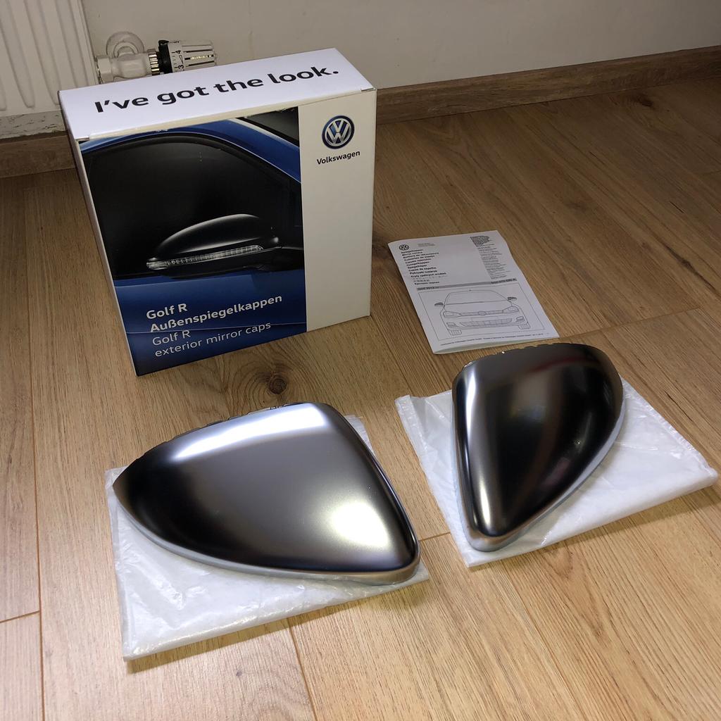 VW Golf 7 R Spiegelkappen Set Alu matt Blende Original Tuning