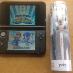 Here we have a very nice Nintendo 3ds xl with 1 ds game which is Mario and sonic at the Winter Olympics also comes with Mario cart stylus all works great I've tested it with a 3ds game and the 3D works perfect I don't have a spare charger but these are very inexpensive to buy I'll make sure it has a full charge before you buy grab a bargain £55