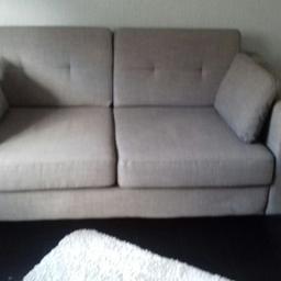 modern sofa and chair with chrome legs mink / grey colour material all covers comes off to wash first class condition must be seen collection only from Ferryhill thanks no time wasters please will be put into storage if not sold by 15th Feb 