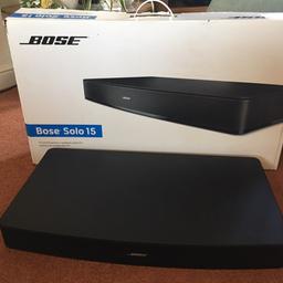 Bose Solo 15 Sound Bar in its original box complete with handbook and all the necessary cables. Hardly used and in perfect condition.