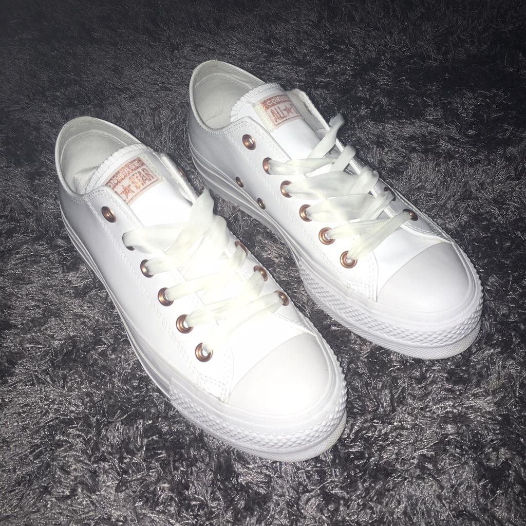 Leather converse with hot sale rose gold