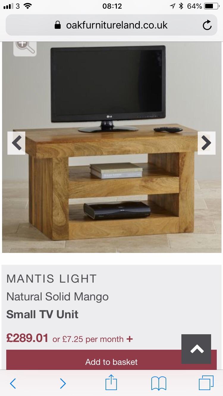 Oak furniture land “mantis” tv unit in B79 Tamworth for £130.00 for