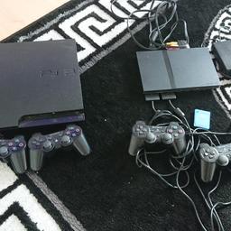 Ps3 and ps2, 2 controllers each and all the leads