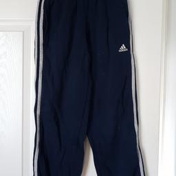 As brand new hardly worn, boys blue with 3grey Adidas strip to side jog bottoms.  age 9/10yrs. no marks, no wear, no fading.
Non smoking pet free home Collection Eastwood Leigh on sea or for £2.95 tracked will post. pay pal for this service