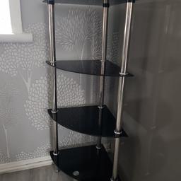 like new corner shelf unit chrome legs black glass shelfs