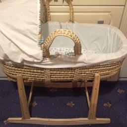 Moses basket and stand
In good used condition
Comes with normal mattress and machine washable mattress, 6 fitted moses basket sheets, a waterproof mattress protector and a duvet
Stand can be hand rocked
Moses basket has been lined with foam for comfort but can be removed
Any questions please ask