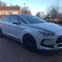 excellent model of the ds5, pearl white paint work, black 18”alloys with red break callipers, It has MOT until 10/12/2019 and was also serviced at 62731 miles on the 21/11/2018. Panoramic roof, sat nav, Bluetooth for your mobile, All tyres are in excellent condition,rear breaks not long been changed, smoke free, pet free home, any questions please ask. First to see will buy so be fast. I work nights so if you can’t get hold of me message me on 07506653800 and I will contact you straight back. 👍🏼