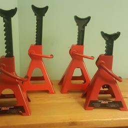 brand new never used car jack stands,

2 x 3 ton stands 
2 x 2 ton stands