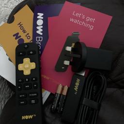 Brand new now tv smart stick never been used I bought it for my kids they ripped the box open and never even used it, everything is there just no box