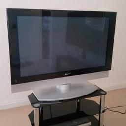 Pioneer 43 inch plasma tv + remote with glass tv stand. In very good condition and 100% working. £140 o.v.n.o