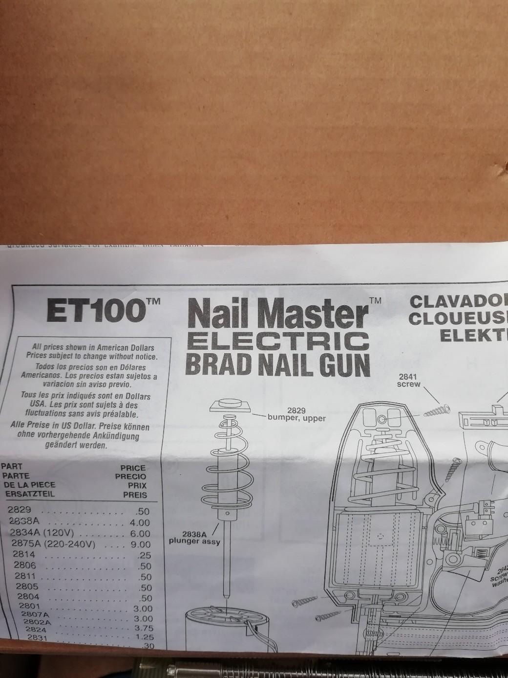ET100 Nailmaster Electric Brad Nail Gun in DN4 Doncaster for £25.00 for