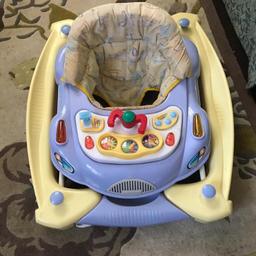 This baby walker is super strong and has two options which are rocking and moving with wheels. Front music unit is working perfectly with batteries (2). This has NO broken parts. I’ LL KEEPING THIS ITEM ONLY THIS WEEK.