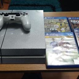 ps4 wrapped in chrome carbon can take it off original colour white 500gb with 1 controller and 4 games its working 100% just want a xbox one
07539422671

straight swap for a xbox one