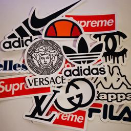 1 for £1 or £4 for a pack
 60p postage 2nd class
£1.50 postage 1st class 

Includes:
Nike 
Versace 
Louis Vuitton
Adidas x2
Supreme 
Ellesse x2
Kappa 
Chanel 
Gucci 
Fila