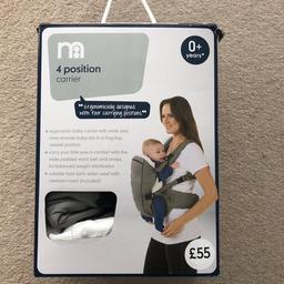 Used to go on holiday to carry my 1 year old on my back at the airport. The infant insert is completely untouched as was never used. The carrier is basically like new. It was very handy and comfortable but my little boy is too big/heavy for it now.