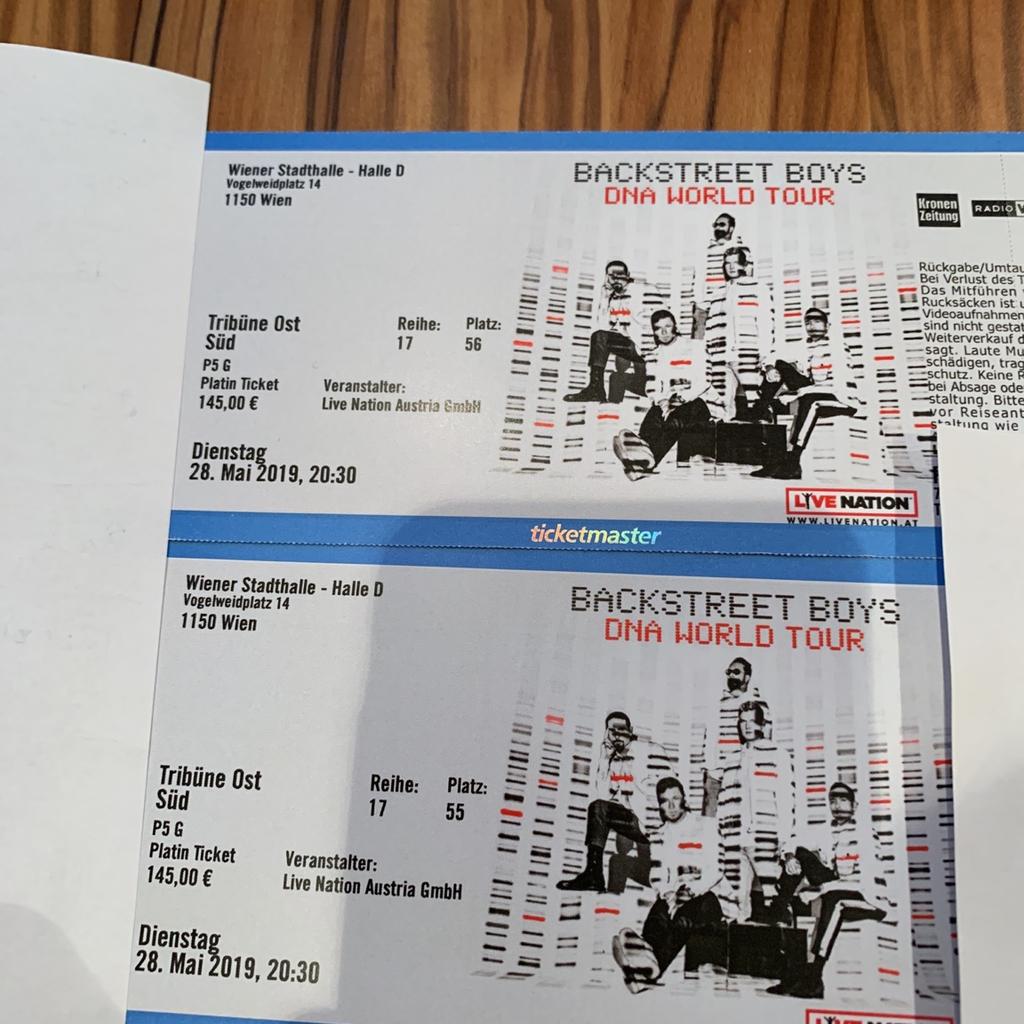 Backstreet Boys Wien Platin Tickets in 2880 Gemeinde St. Corona am Wechsel für 179,00 € zum