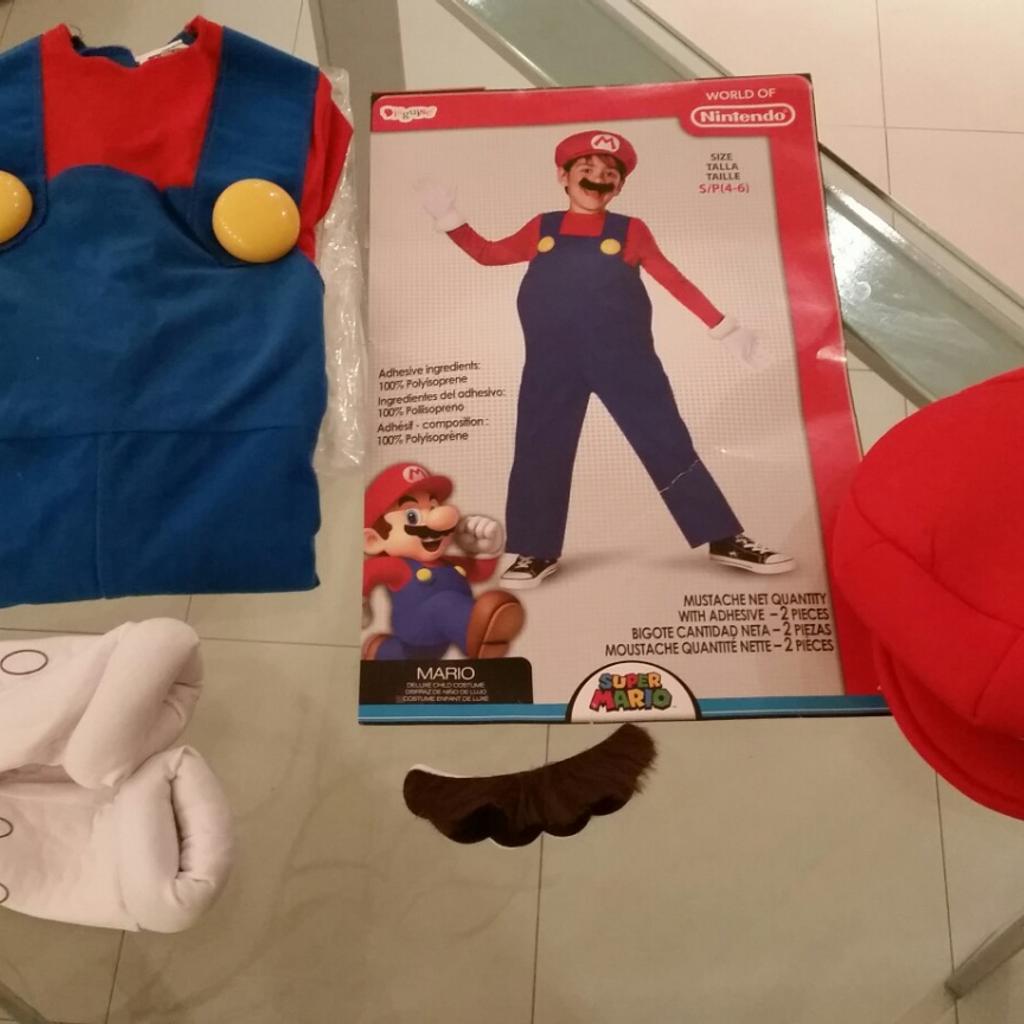 Super Mario Bros. Mario Cappello E Baffi Costume Bambini Kit 