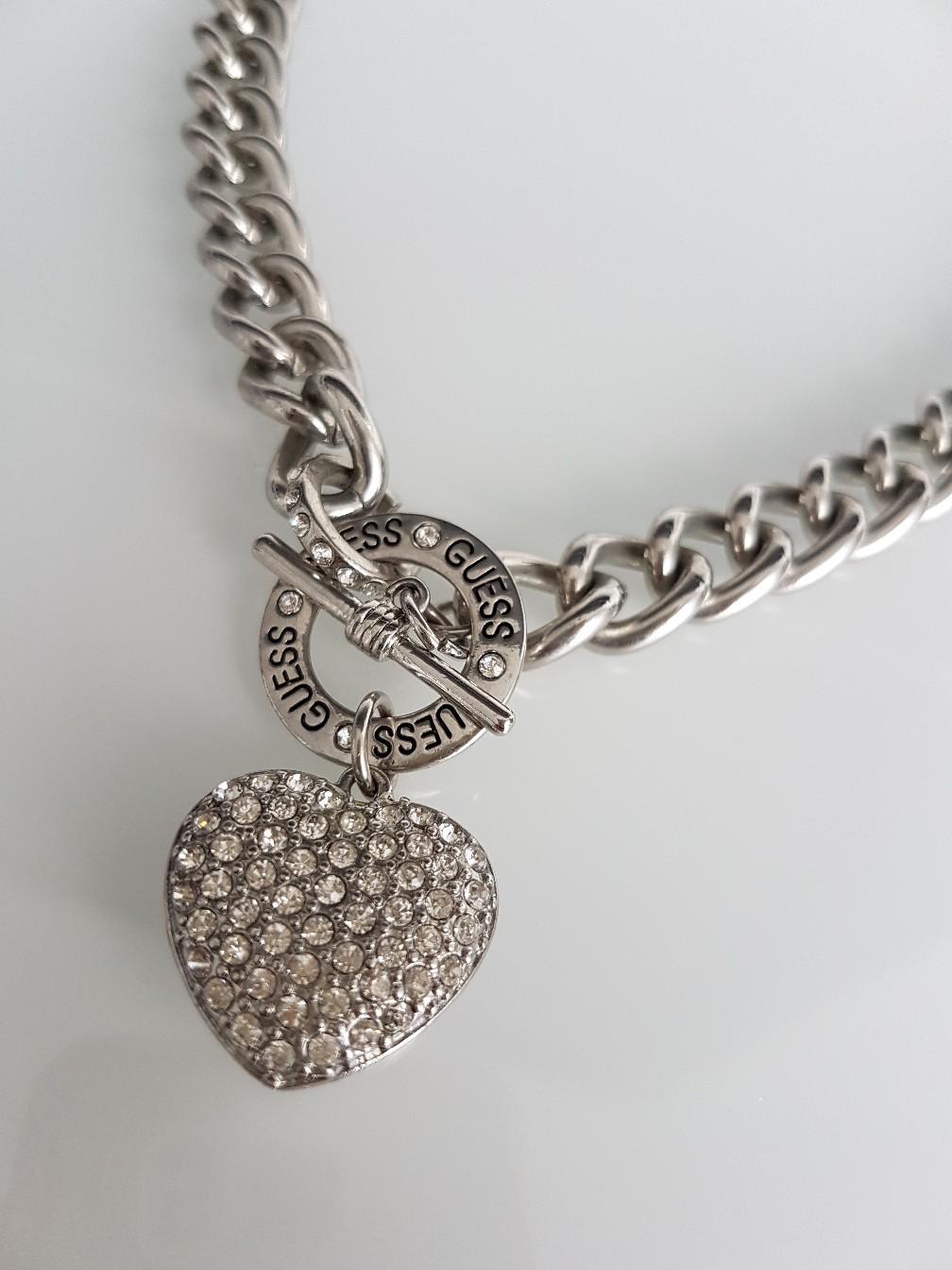 GUESS Damenkette „Herz Unendlichkeit“ – Aus Edelstahl Mit Kristallen | Ankerkette, 40 Cm (+8 Cm Verlängerung), Karabinerverschluss