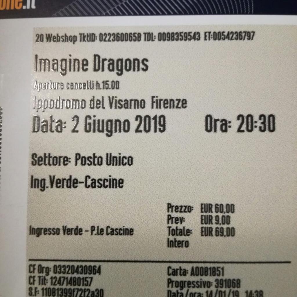 biglietti concerto imagine dragons in 00185 Rome für 85,00 € zum