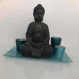 Deko Buddha mit Teelichtgläser und Schale