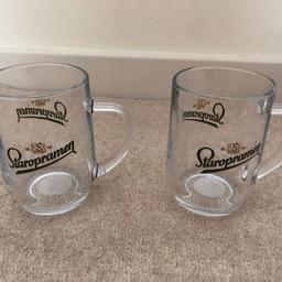 2 x Staropramen tankard pint glasses 
Hardly used so in excellent like new condition
They have the widget markings 
Any questions please ask, I have some others glasses for sale :-)
