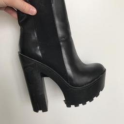 River Island Black Heeled Boots, Size 4